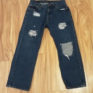 Distressed Levi's 501 Button Fly mens jeans size 36x29